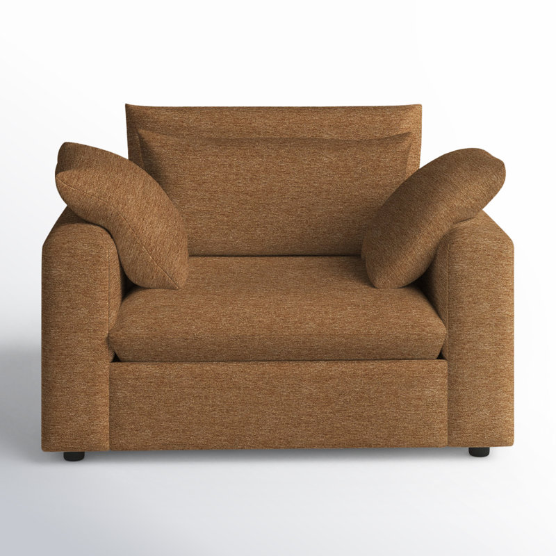 Remy Upholstered Chair and a Half, Nave Bark Performance Distressed Velvet