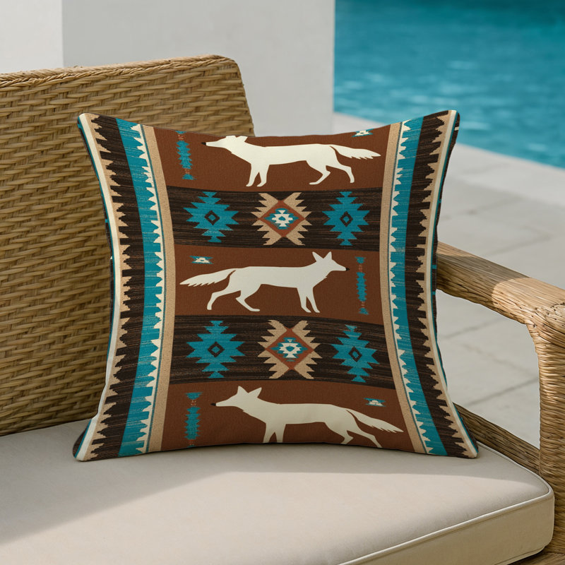 Coussin intérieur et extérieur Bull Rider, Carré 18 po, Coyote noir V2