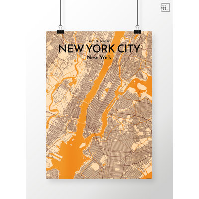 New York City City Map 1 Piece Wall Art