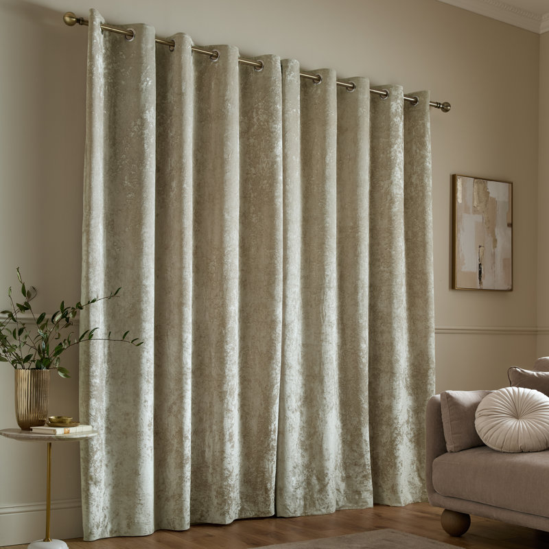 Crushed Velvet Eyelet Sheer Curtains, Natural, 229cm W x 229cm D