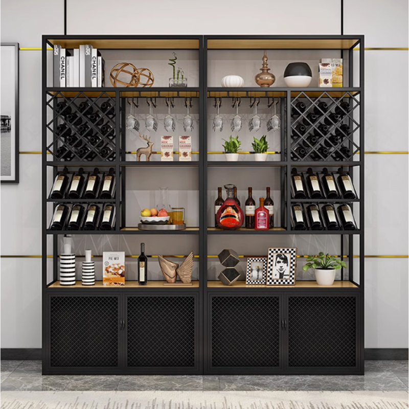 Black Wine Cooler, 82.6" H x 70.8" W x 11.8" D