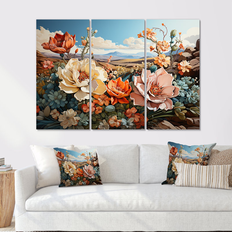Ensemble d'art moderne sur toile Modern Cactus Country Charm, Toile tendue, H 40 po x l 60 po x P 1 po