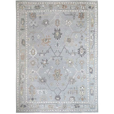 Tapis argent noué à la main de haute qualité