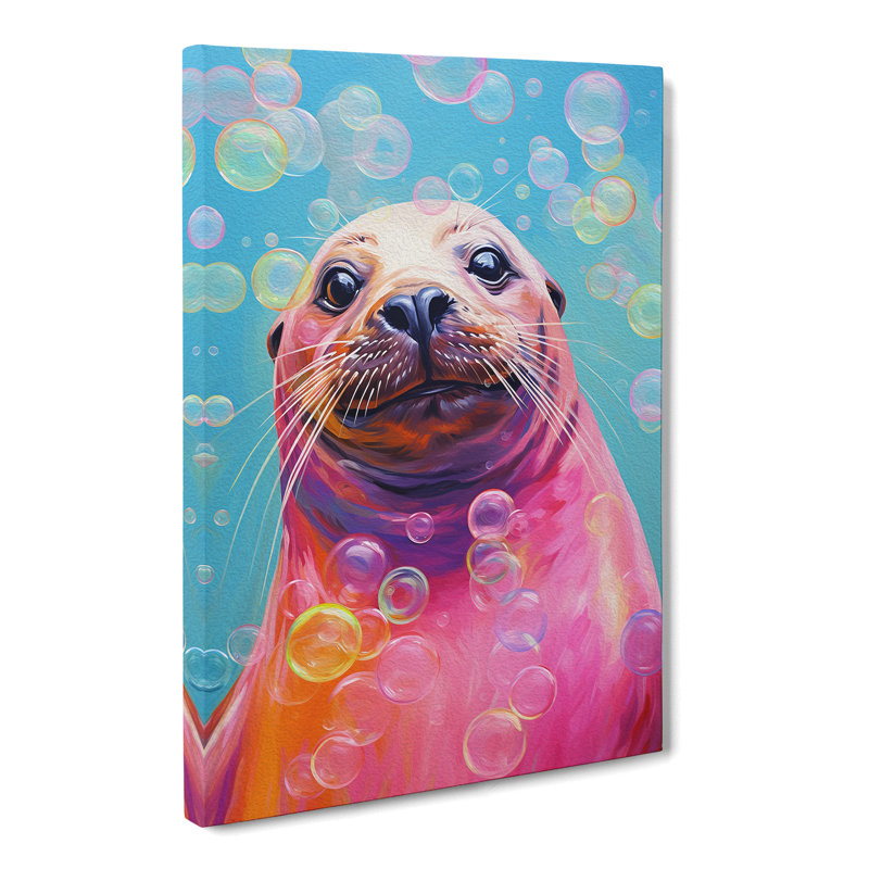Sea Lion Bubble Gum - Wrapped Canvas, 60cm H x 40cm W x 3cm D