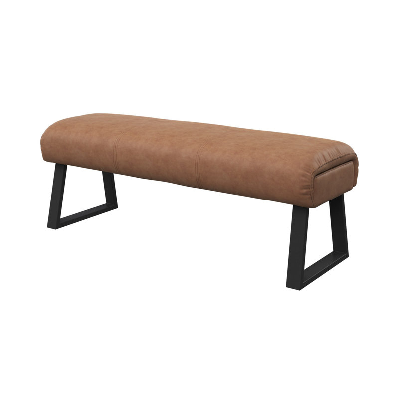 Bertrice Faux Leather Upholstered Bench, Tan