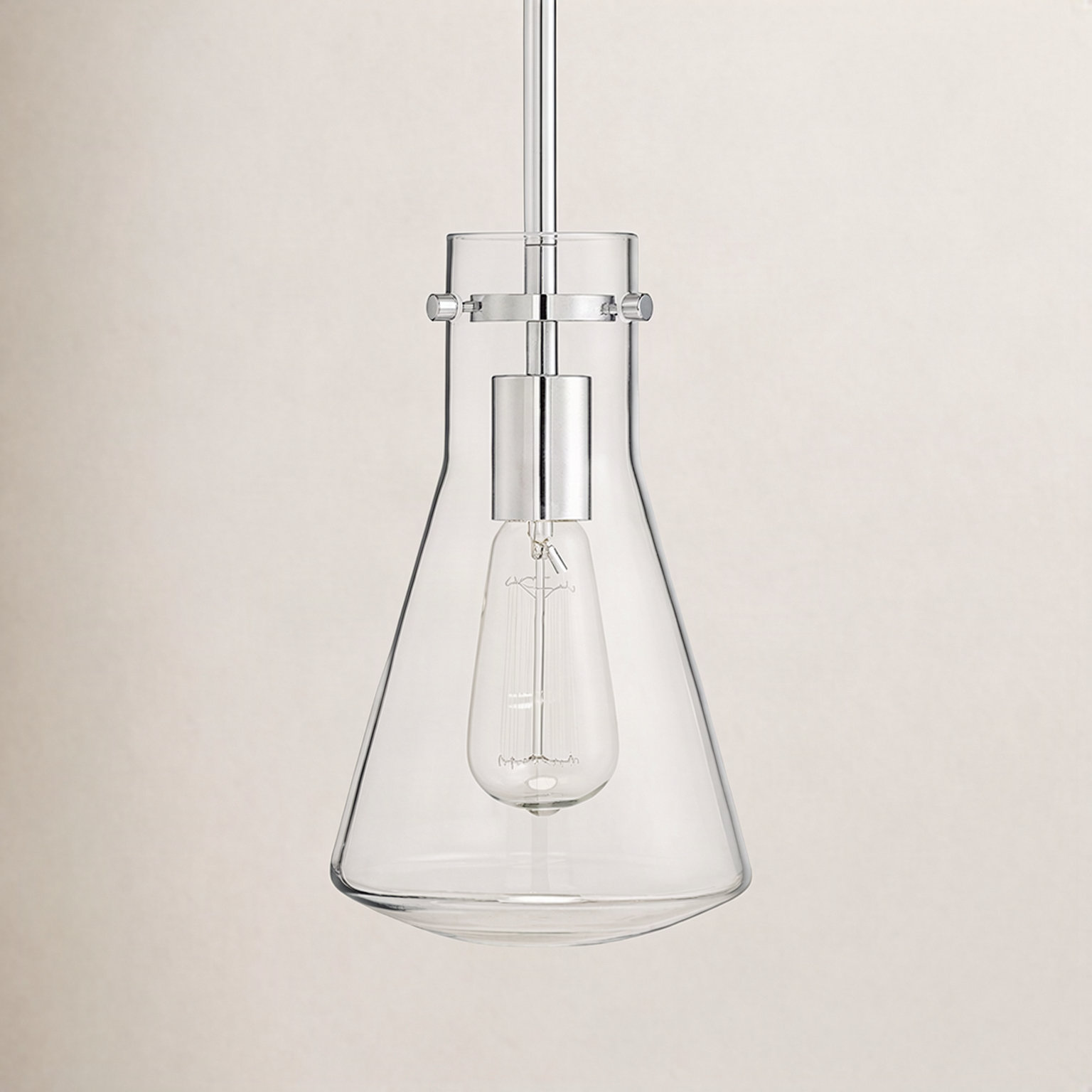 Renata Dimmable Single Light Pendant, Chrome