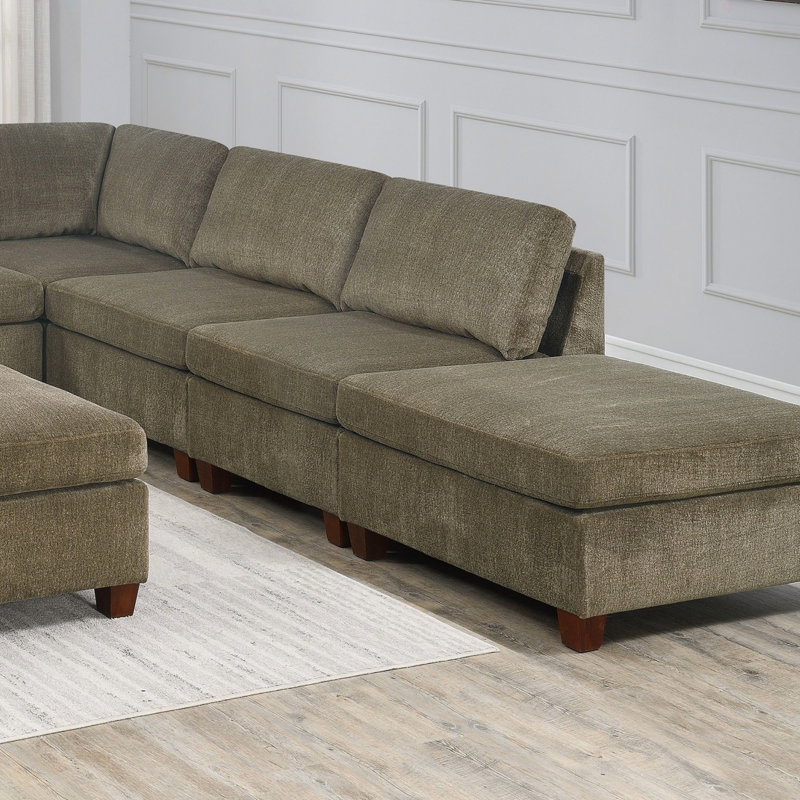 Mobilier de salon contemporain modulaire en coin de coin en chenille 1 pièce OTTOMAN