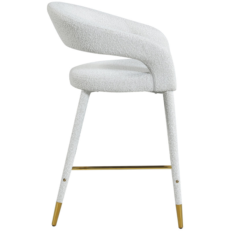 Tabouret de comptoir 26,5 po Destiny, Tissu bouclé, Crème