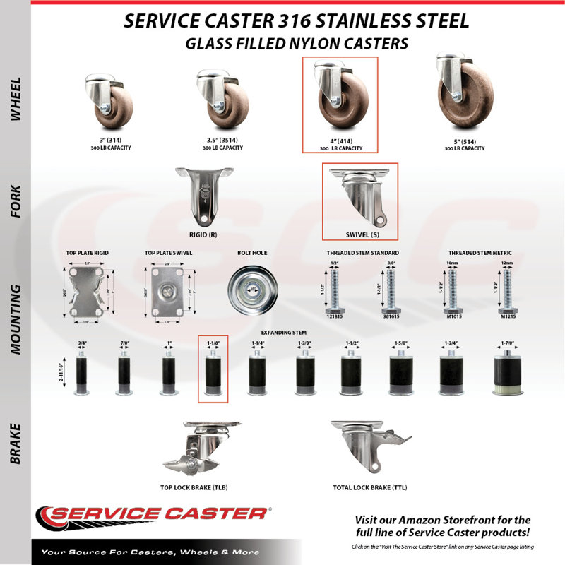 High Temp Glass Filled Nylon Caster