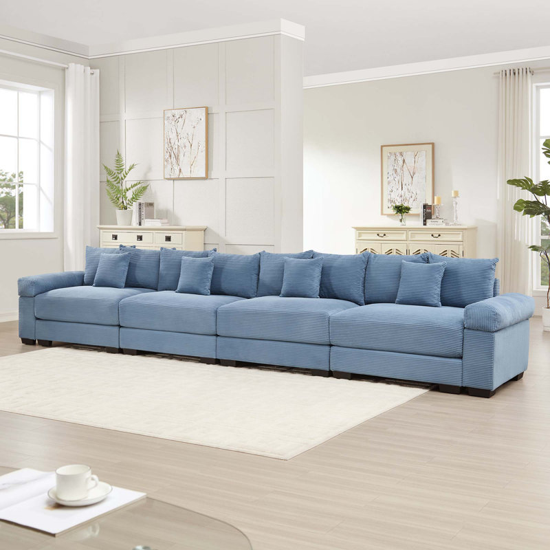 Oversized Cloud Modular Sectional Couch, 34.2" H x 167.6" W x 33.8" D, 4, Blue