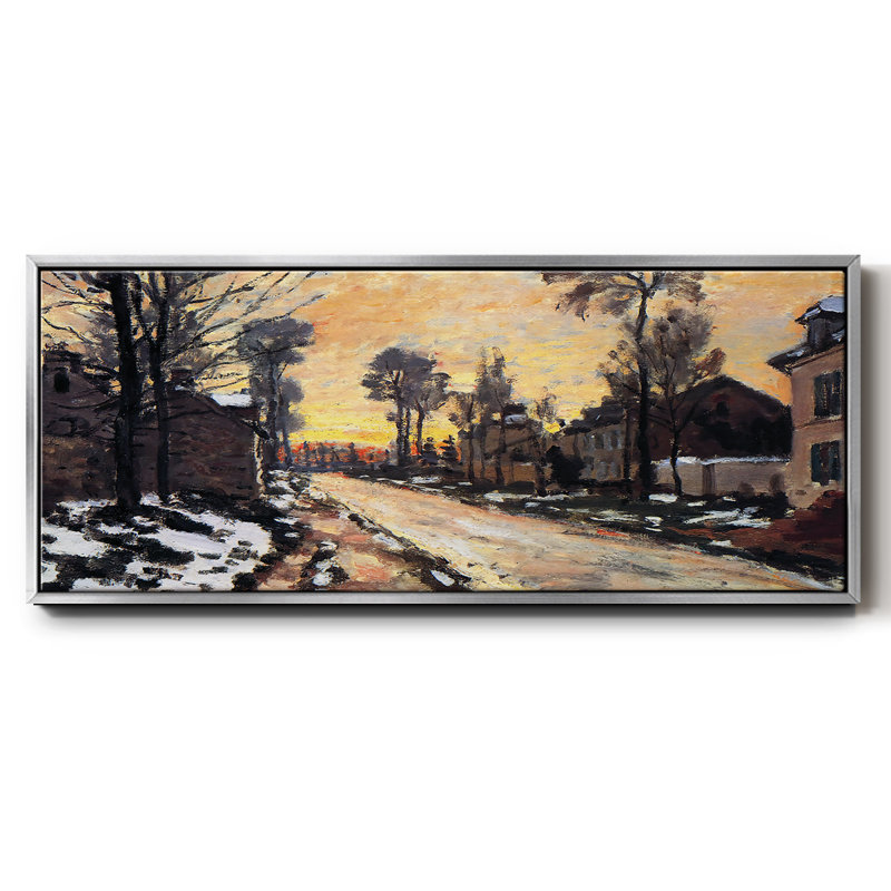 Route à Louveciennes, fonte des neiges, coucher de soleil, 1870 - Toile encadrée, H 8 po x l 20 po
