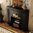 Black Manufactured Wood Freestanding Fireplace