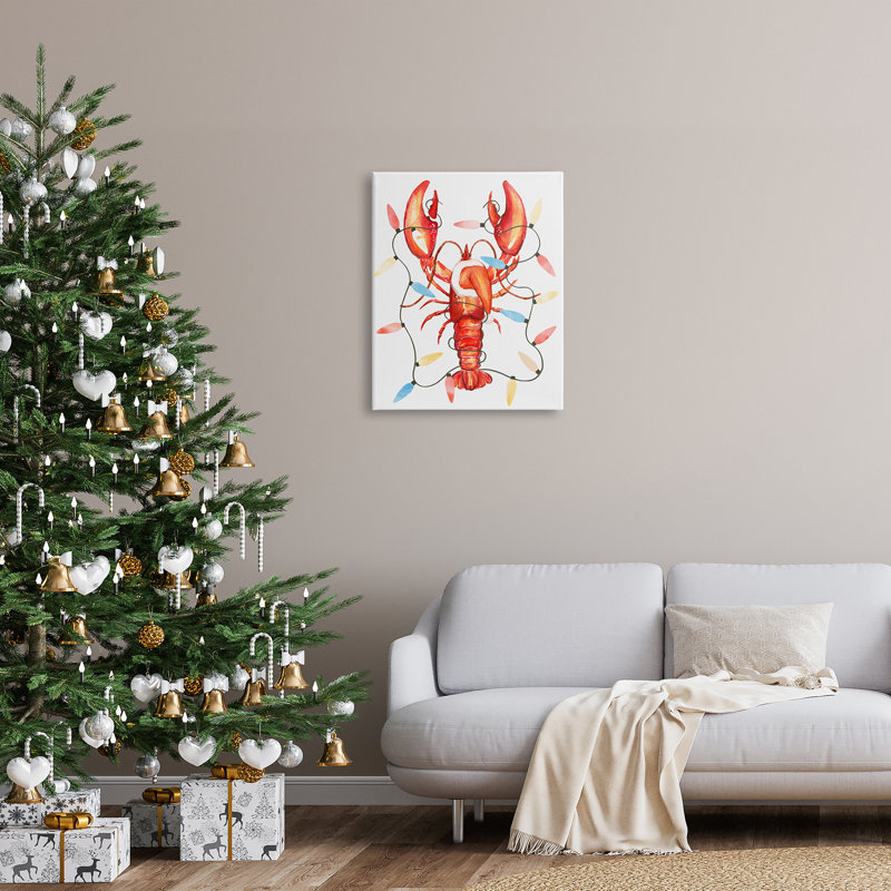 «Nautical Lobster Christmas Lights on Canvas», impression, H 30 po x l 24 po x P 1,5 po