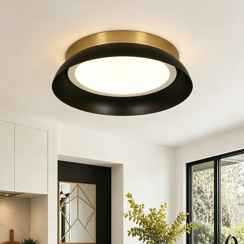 1 plafonnier encastré DEL 15,4 pouces 24 W à intensité variable 5 CCT noir et or (paquet de 1), Noir et or