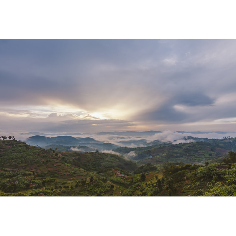 Sunset Over The Rwandan Hills - Wrapped Canvas Print, 30cm H x 46cm W x 3.8cm D