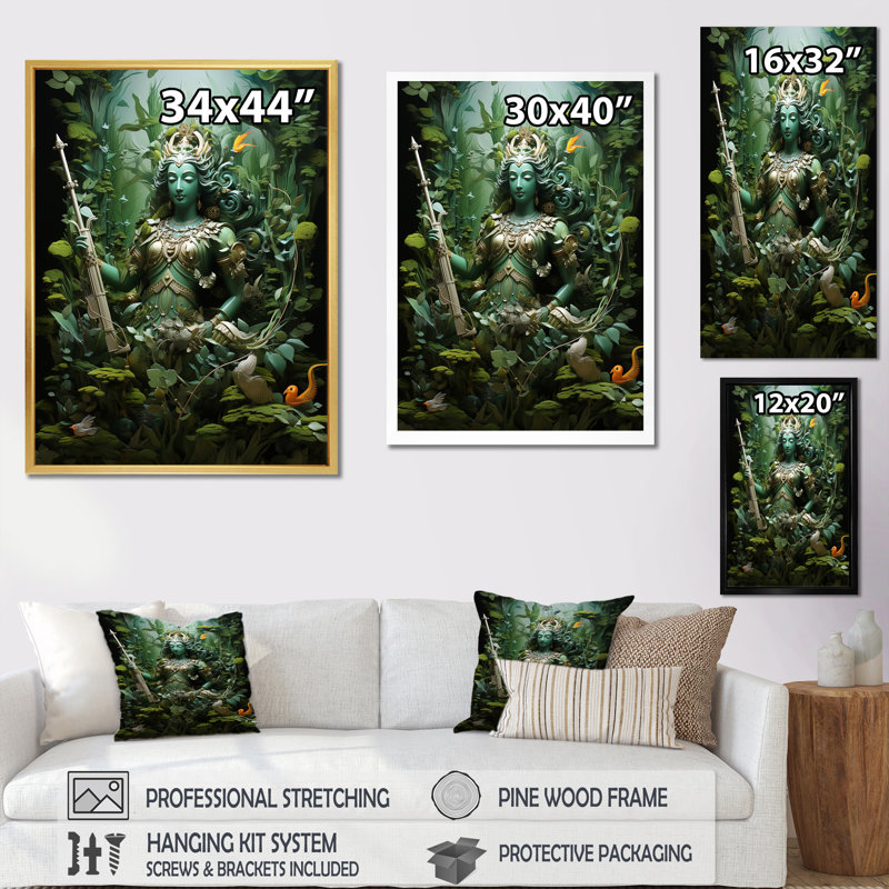 Hindouisme Ramas forêt spirituelle II - imprimé, Cadre flottant noir, H 40 po x l 30 po x P 1,5 po