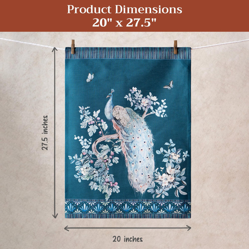 Torchons de cuisine 100% coton peigné Maison de Hermine (20 pouces par 27,50 pouces) pour serviette de cuisine Maison d 'Hermine pour salle à manger, maison, mariage, buffet, paon Utopia