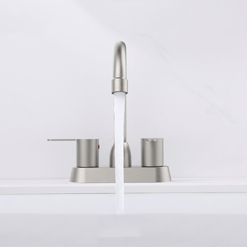 Topcraft Stainless Steel Two Handle Bathroom Faucet, Brushed Nickel