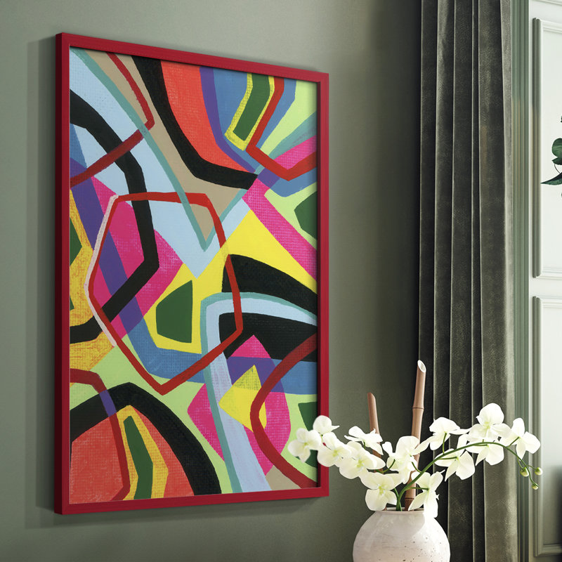 Impression encadrée Bold Shape Shift II - bois massif, Rouge, H 10 po x l 8 po