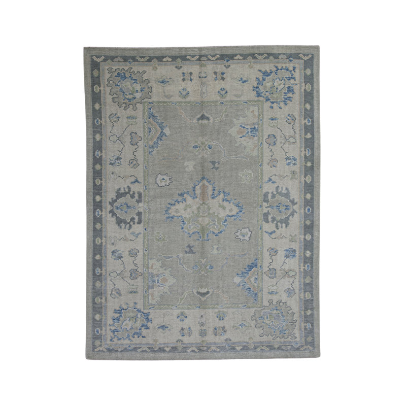 Tapis turc Oushak fait à la main 5 pi 3 po x 6 pi 11 po