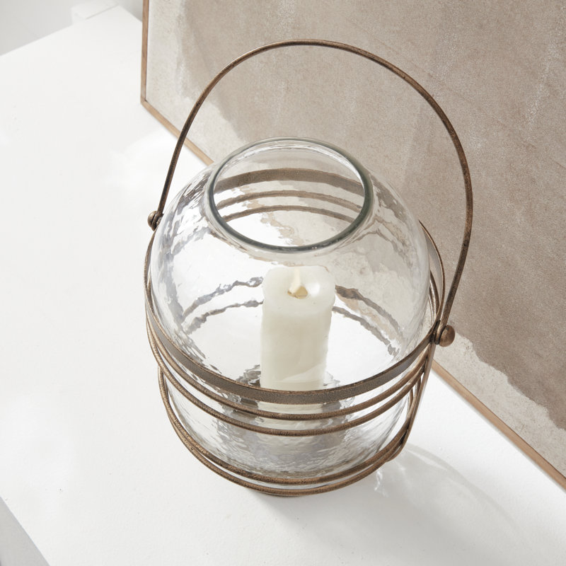 Hurricane Candle Holder, 10.25" H x 8" W x 8" D
