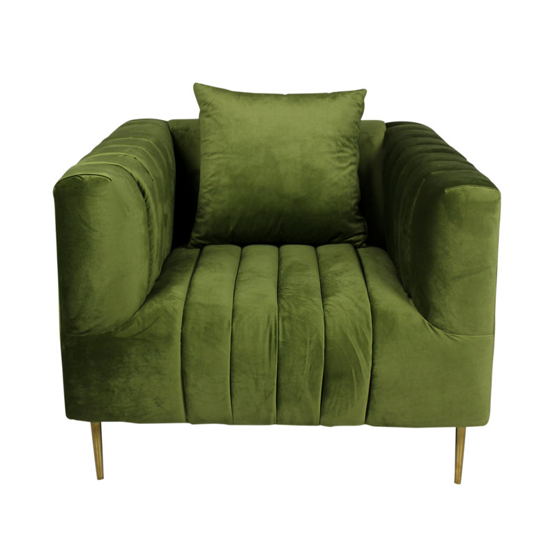 Gleaves Velvet Accent Chair, Olive Velvet