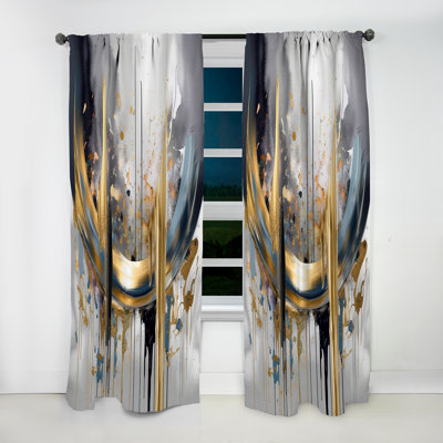 Shapes And Lines Abstract Marble III - Modern Curtain - Velvet Room Darkening - 1 panel