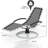 360° Rotating Patio Lounge Chair – Ergonomic S-Shaped Iron Outdoor Recliner – Quick-Dry, Weather-Resistant PVC-coated polyester – Pool, Lawn, Deck – Color: Black