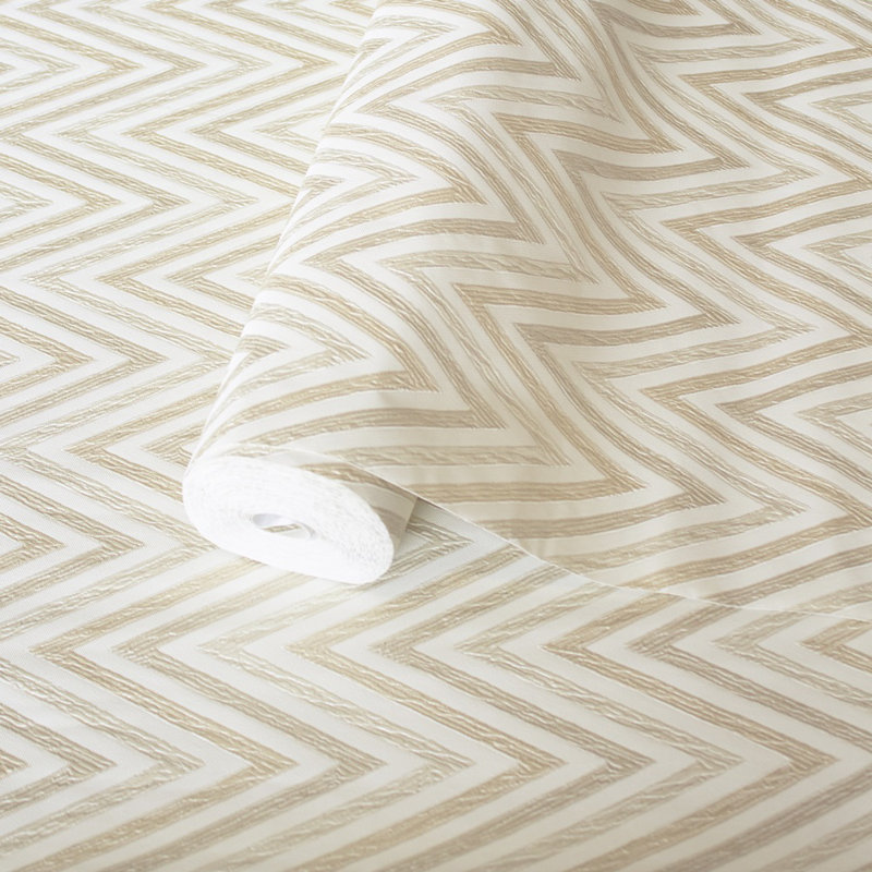 Papier peint géométrique à motif zigzag, Doré