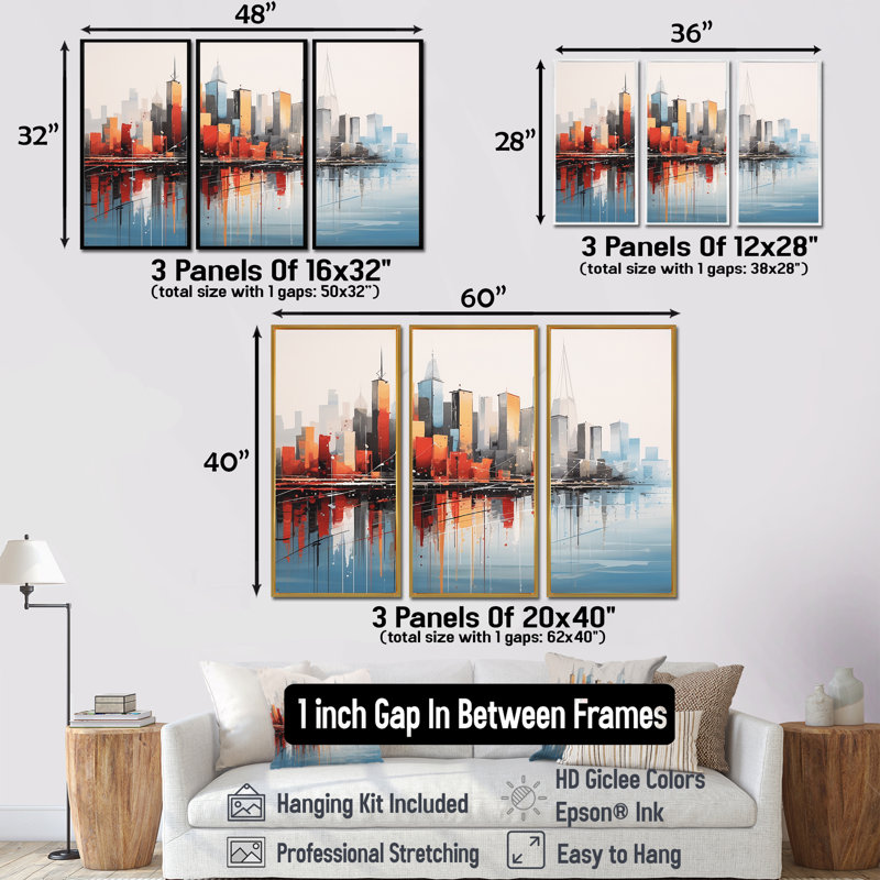 Ensemble de salon Naya - New York City Wall Art, Encadrement argenté, H 32 po x l 48 po x P 1 po