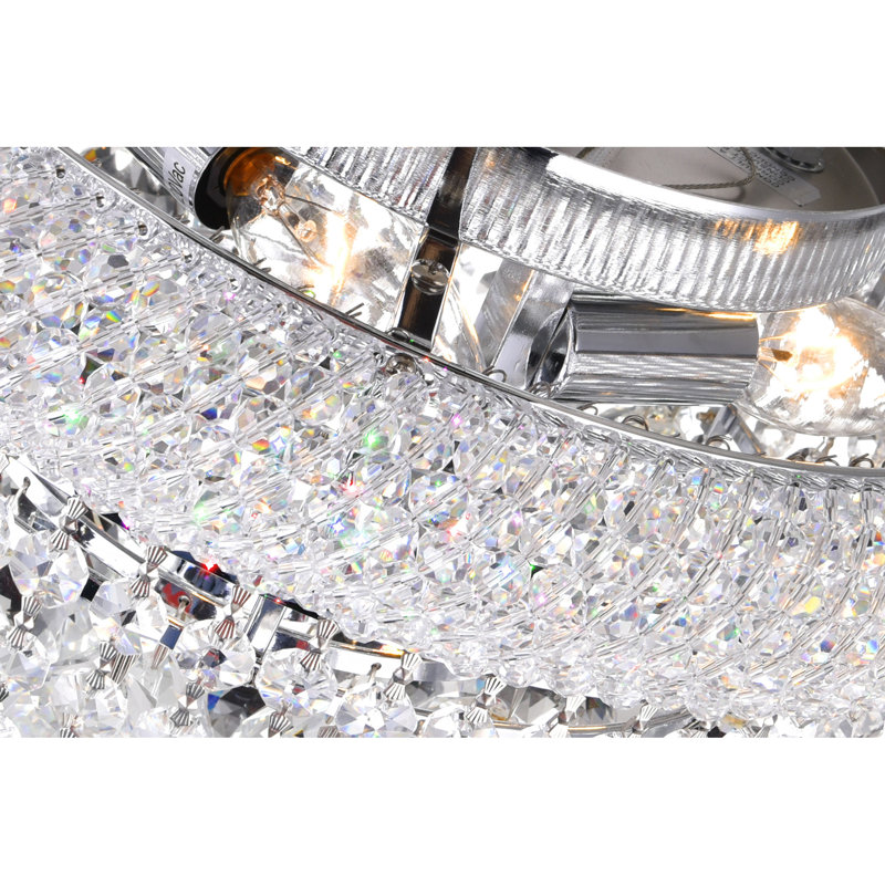 Plafonnier encastré Classic Crystal, Chrome chrome, H 11 po x l 14 po x P 14 po