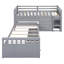 Lit mezzanine simple en L et lit plateforme simple avec 7 tiroirs et garde-corps complets en forme de L-458230892