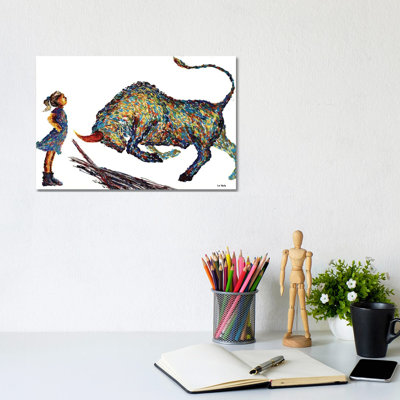 Fearless Girl And Bull by Viola Painting - Wrapped Canvas Gallery-Wrapped Canvas Giclée