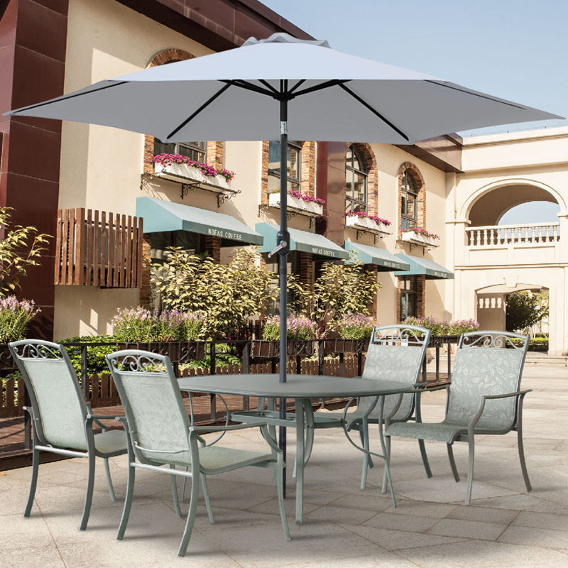 Prado Traditional Parasol, 220cm H x 250cm W x 250cm D, Grey