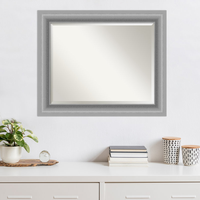Peak Frame 26" x 22" Silver Polystyrene Rectangular Wall Mirror
