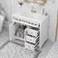 Meuble-lavabo de 36 po avec lavabo, meuble-lavabo blanc avec tiroir rabattable, 3 tiroirs, 2 portes à fermeture en douceur, bois massif et panneau de fibres à densité moyenne, quincaillerie dorée élégante-431857261-431857262