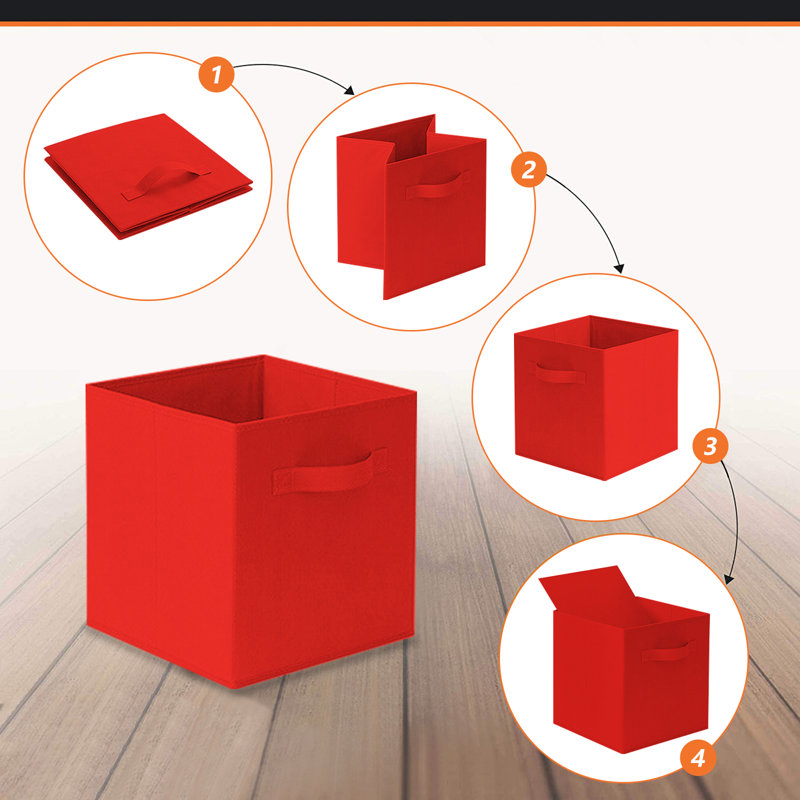 Fabric Foldable Storage Boxes Clothing Storage, Red