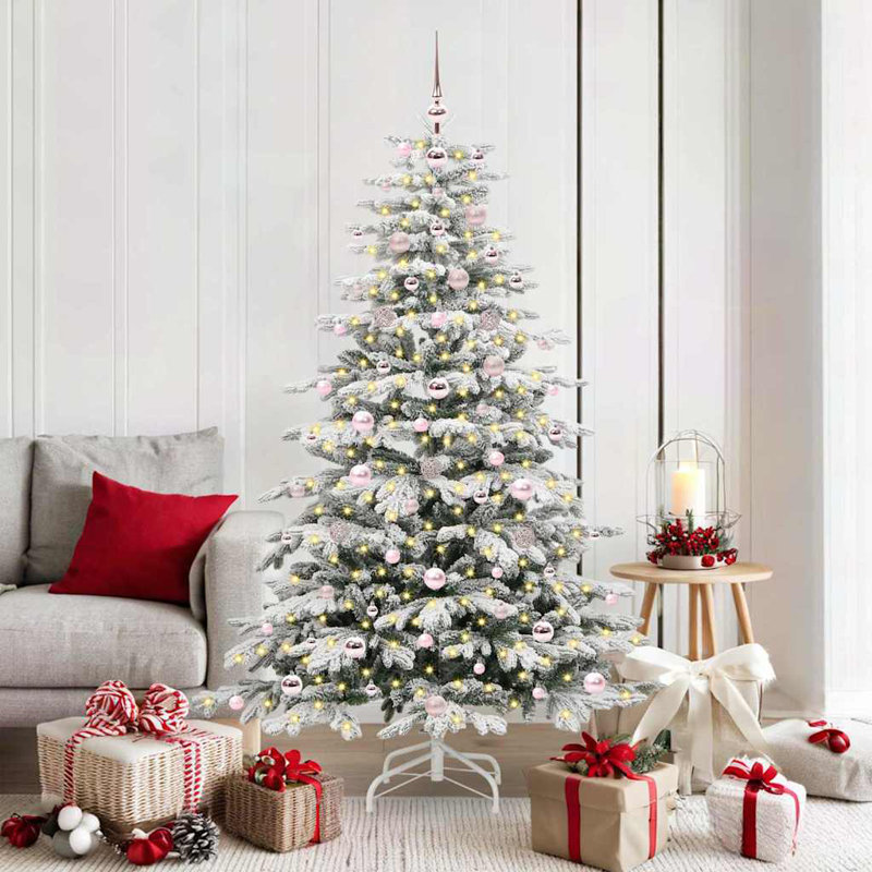 Artificial Hinged Christmas Tree White PE and PVC, 5.91 ft