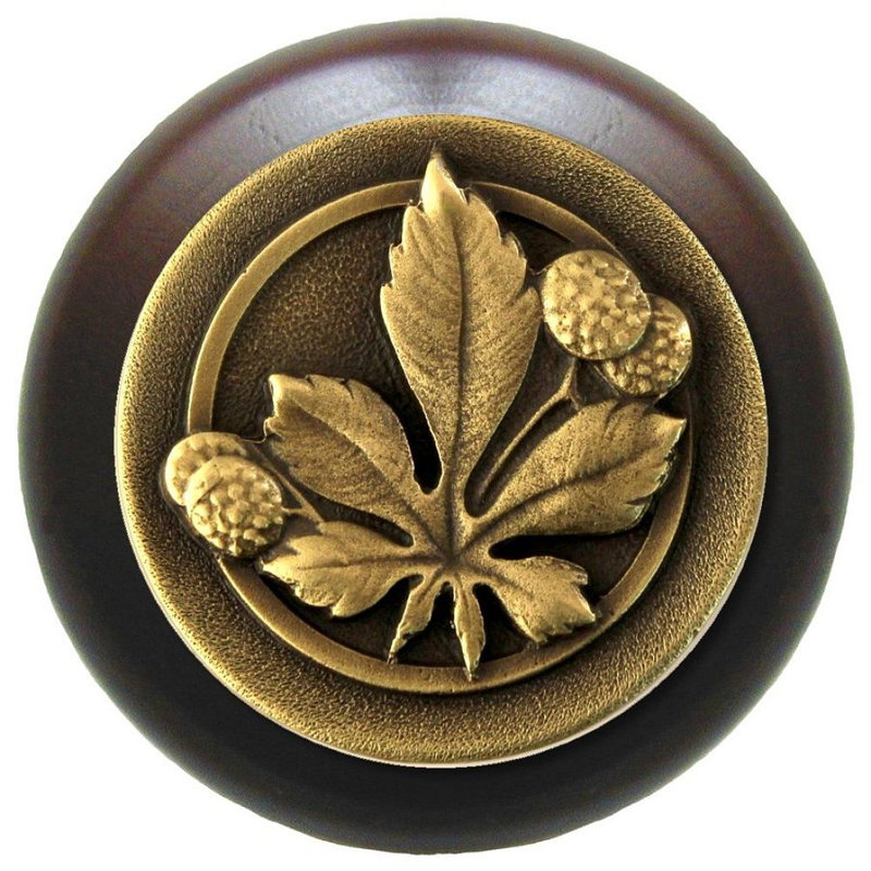 Horse Chestnut Mushroom Knob, Antique Brass / Dark Walnut