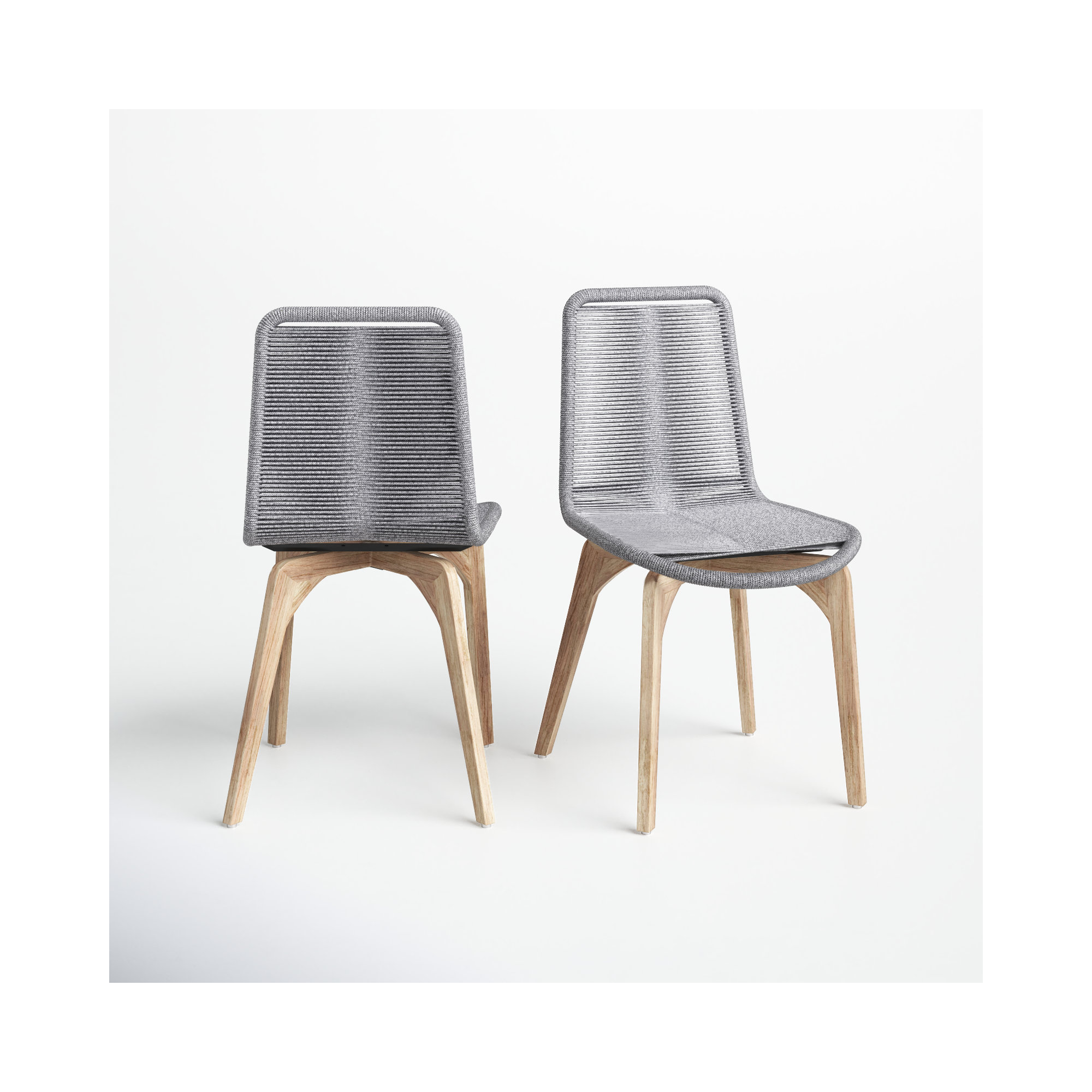Kitty Wood Premium All-Weather Wicker Outdoor Dining Side Chair, Gray, Teak 