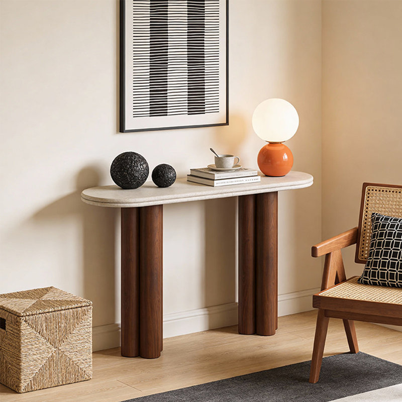 Console Retro Minimalist Art, Brun, 33,46 po H x 55,12 po L x 15,75 po P, Beige