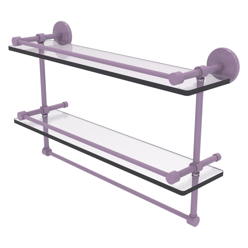 Tablette double en verre avec barre à serviettes P1000, H 12 po x l 22 po x P 5 po, Lavande