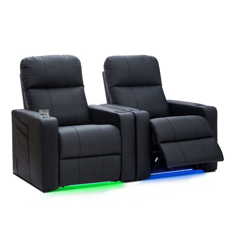 Fauteuil inclinable de luxe pour cinéma maison à gravité zéro pour salle multimédia, salle de jeux ou salon, similicuir résistant aux égratignures avec éclairage à DEL 7 couleurs, recharge USB et type C, ensemble de 2