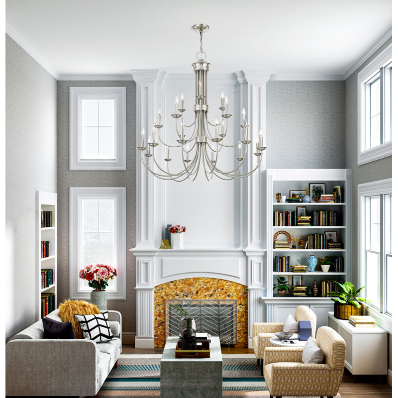 Arunvir 21 - Light Steel Dimmable Chandelier, Brushed Nickel