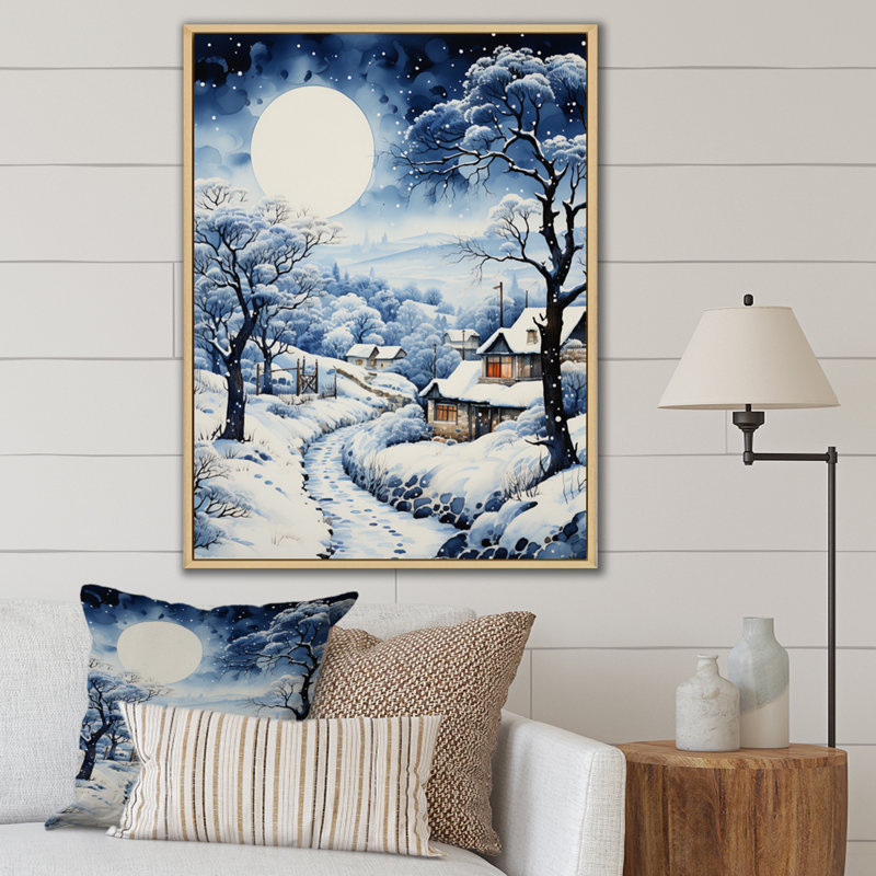 Harmony of Winter Village V - Imprimé, H 44 po x l 34 po x P 1,5 po, Cadre naturel flottant