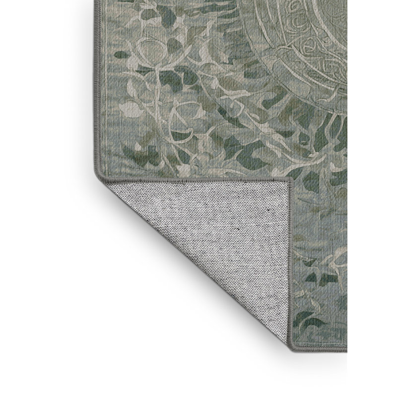Machine Washable Brown Area Rug, Round 5'