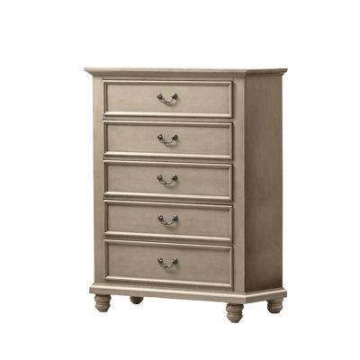 Commode en bois massif à 5 tiroirs 38 po Airin