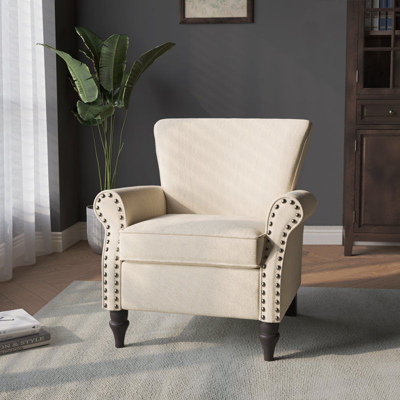 Arian 76 Cm Wide Cotton Armchair, Beige Polyester Blend