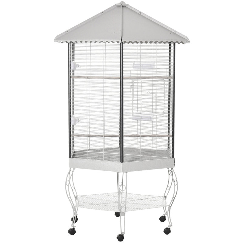 Cage à oiseaux 77 po, spacieuse avec des options de rangement pratiques, rangement intérieur en acier, matériau