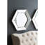 Miroir mural hexagonal 21 "x 18" avec finition argentée traditionnelle, miroir décoratif pour le salon, l'entrée, la chambre à coucher